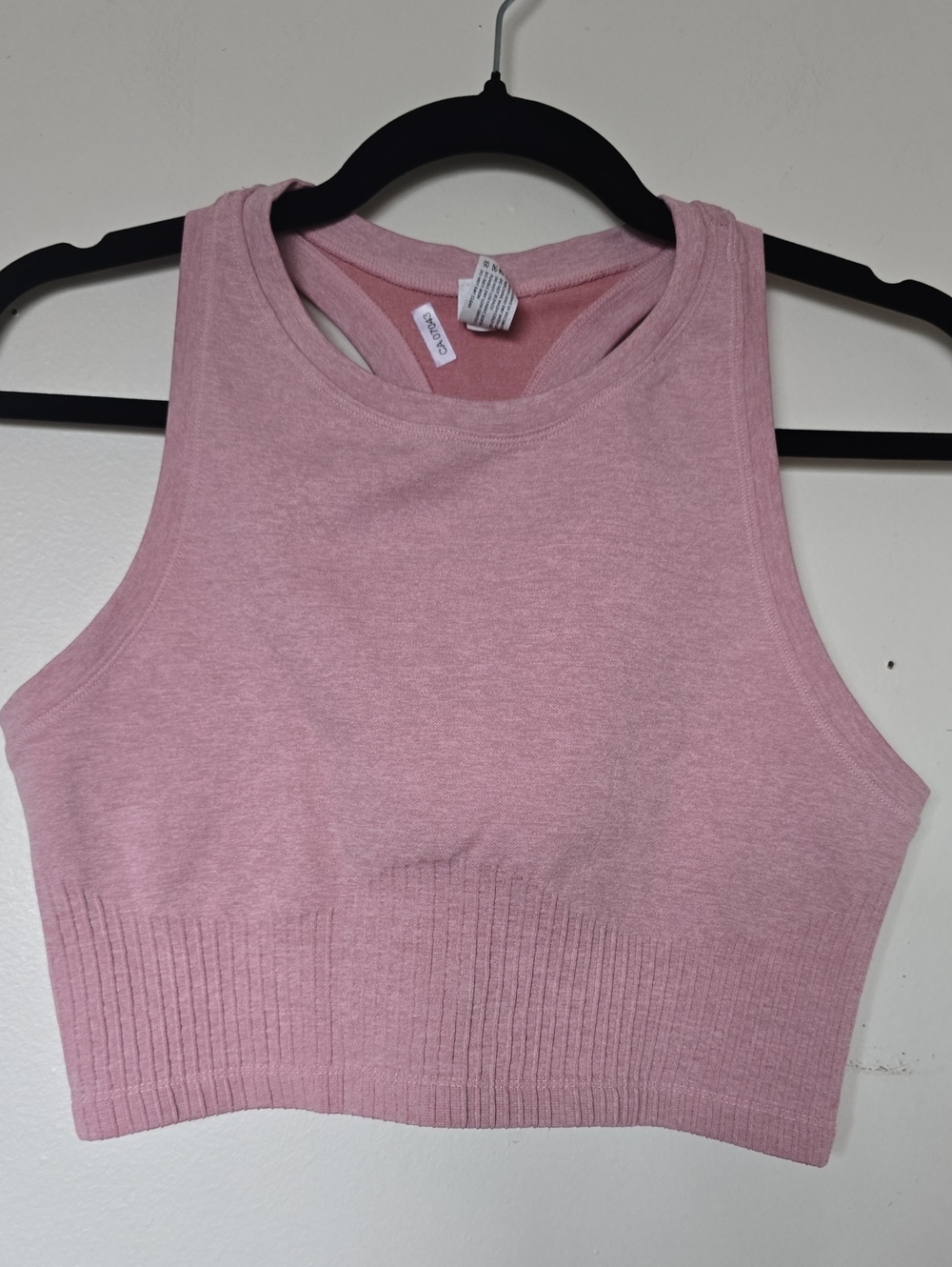 90 Degree By Reflex Light Pink Ribbed Cropped Tank Top